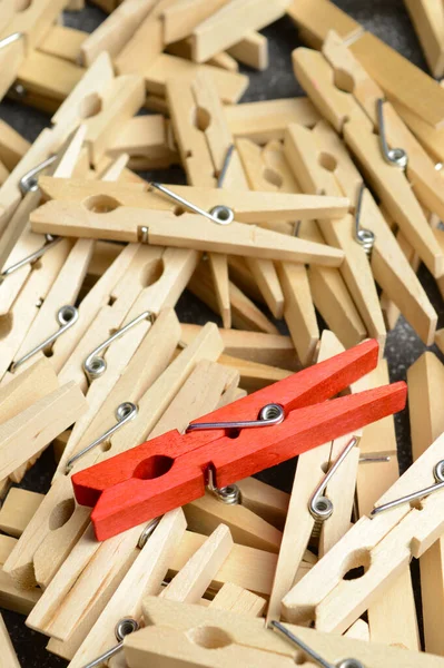 Unique Red Clothespin Stands Out Rest — Stock Photo, Image