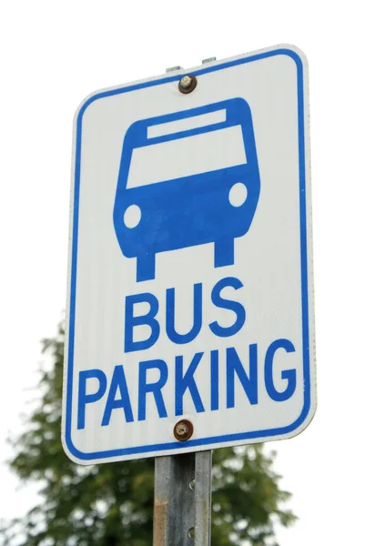 Una Imagen Primer Plano Cartel Estacionamiento Autobuses Que Encuentra Largo —  Fotos de Stock