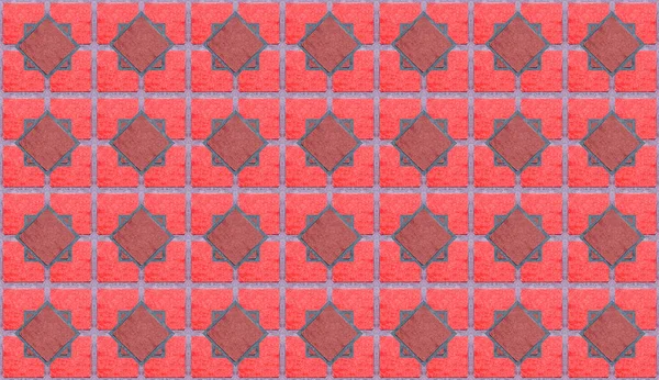 Red Tile Rhombus Ornament Terracotta Pattern Geometric Symmetrical Background — Stock Photo, Image