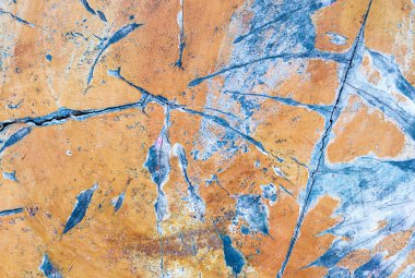 ahşap mavi yüzey sarı boya peeling ve yontma grunge arka plan eski yüzey