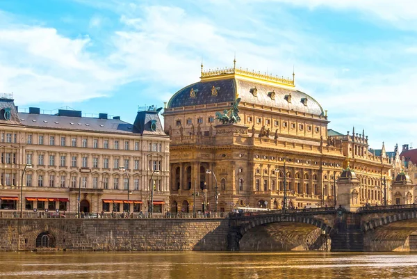 Teatro Nazionale Praga Famoso Edificio Storico Maestoso Nella Vista Della — Foto Stock