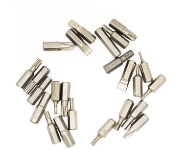 Set değiş tokuş edilebilir başkanı tornavida metal meme çapraz oluklu kümesi beyaz arka plan endüstriyel tasarım el araç tamir