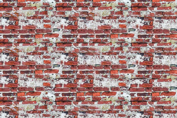 Old Weathered Brick Wall Traces Old Plaster Corrosion Ruined Surface — Stock Photo, Image