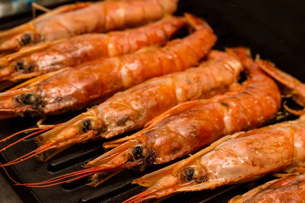 Fila Tutta Grande Serie Langoustine Frutti Mare Freschi Primo Piano — Foto Stock