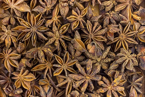 Conjunto Frutas Marrons Baden Estrela Anis Fundo Temperos Ásia Índia — Fotografia de Stock