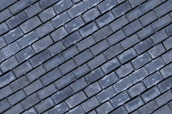 Oblicuo Base Azul Oscuro Piedra Fondo Fila Ladrillos Parte Superficie — Foto de Stock