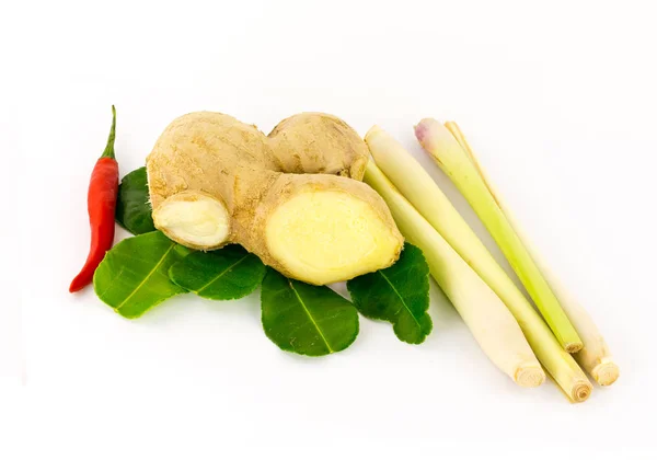biber biber zencefil ve limon Tom yam baharatlı yemek ile baharatlı Asya çorbası ana maddeler