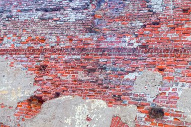 kırık taş kadar kaplı alçı arka plan tasarımı ile kentsel kule tuğla duvar eski harap