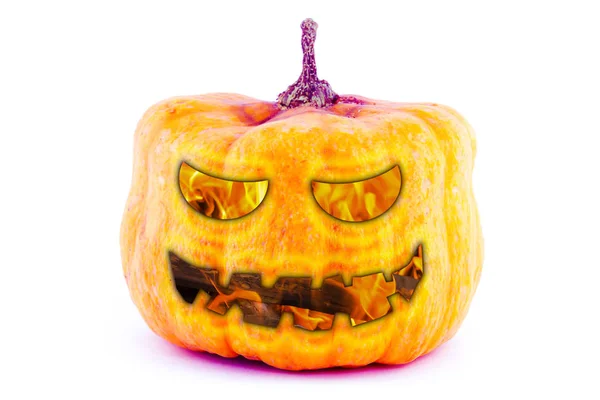 Abstracte Achtergrond Eng Gezicht Pompoen Fire Smile Ogen Ontwerp Halloween — Stockfoto