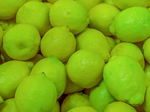 Luz Tom Verde Frutas Inteiras Citrinos Limão Muito Fundo Brilhante — Fotografia de Stock