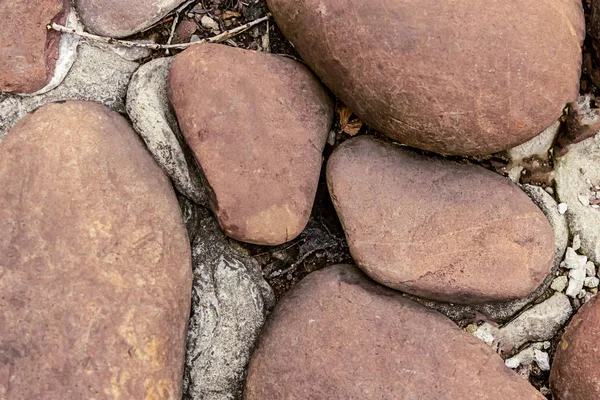 Große Braune Kopfsteinpflaster Garten Dekor Close Stein Hintergrund Basisdesign Grunge — Stockfoto