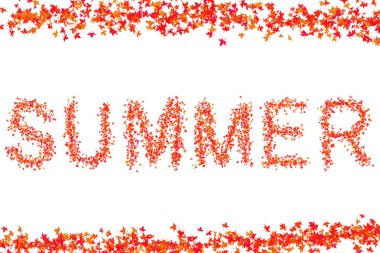 akçaağaç yaprağı florabeyaz arka plan çerçeve çok yaz yazıt sloganı kırmızı parlak vakıf tasarımı