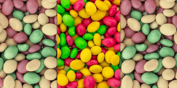Красочный узор застекленные конфеты закуски яркий фон розовый желтый зеленый овал тонированный холст — стоковое фото