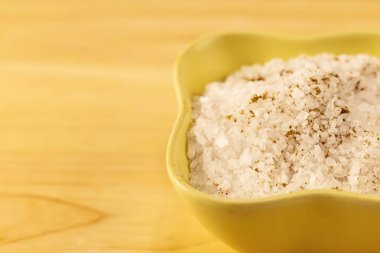 tasarım tabanı tuz kristalleri mini closeup arka plan mutfak arka plan kopyalama alanı