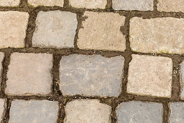 Graues Kopfsteinpflaster Reihe Steine Pflaster graue Streifen Stadt quadratisch Hintergrund Basis — Stockfoto