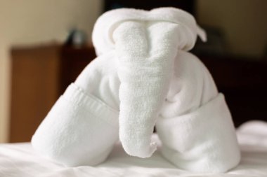 beyaz fil havlusu dekor tebrik otel geleneksel. Karmaşık terry havlu sanatı