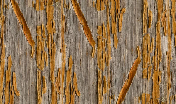 Grigio vecchio incrinato superficie di legno lacca squallida strisce verticali gialle — Foto Stock