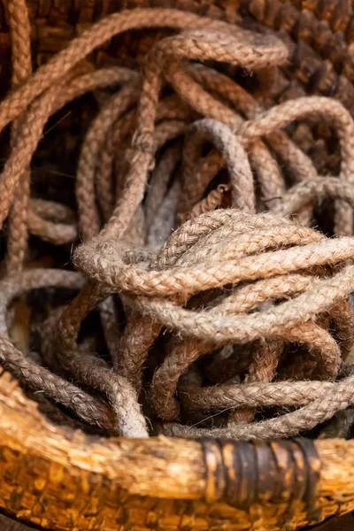 long rope light brown closeup background vertical hard old