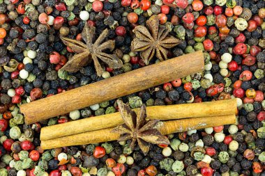 baharat kokulu sopa tarçın yıldız anason çeşitleri biber kırmızı beyaz siyah desen