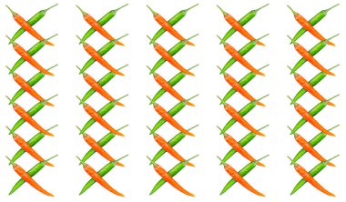 desen süs iç içe kırmızı yeşil biber pod keskin dikey paralel beyaz arka plan