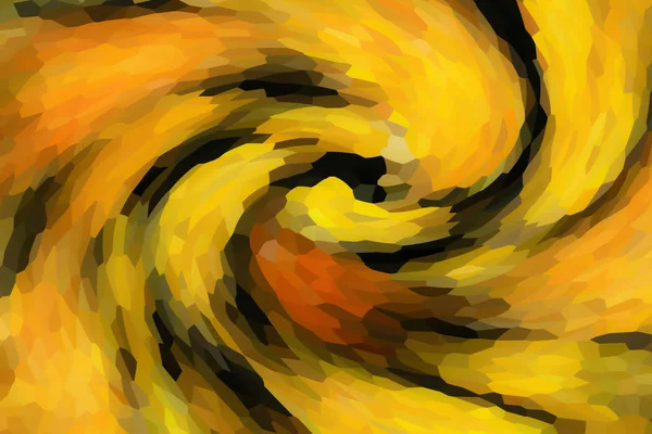 Motif géométrique tunnel tornade jaune noir contraste facettes volumétrique tunnel art — Photo