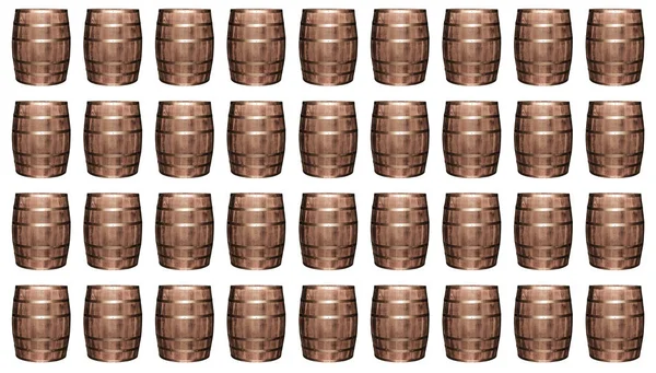 Patrón roble barril marrón hierro anillos fondo blanco base vinificación pub cerveza almacenamiento extracto —  Fotos de Stock