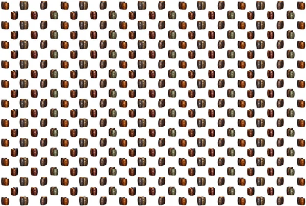 Mini set oak barrel brown gray shiny hoop pattern dark brown on a white background — Stock Photo, Image