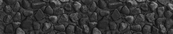 어두운 회색 돌 벽 좁은 파노라마 고르지 하드 배경 베이스 — 스톡 사진
