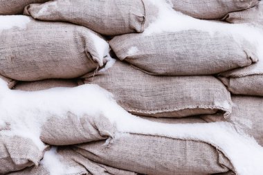 kar baraj sel koruma arka plan desen ile kaplı çanta kum duvar