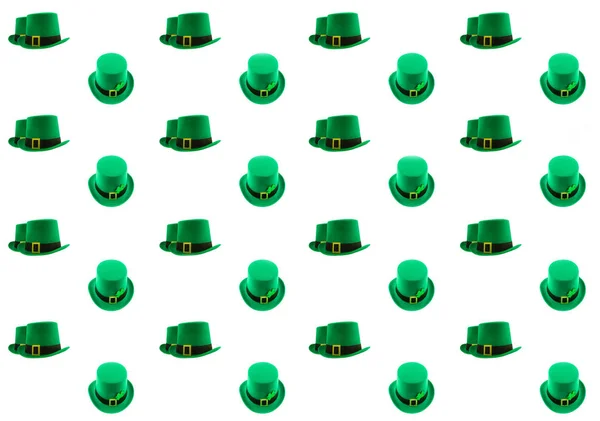 Patroon feestelijke St Patrick symbool groene hoed pictogram geïsoleerde achtergrond — Stockfoto