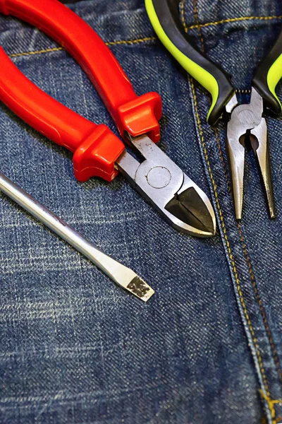 pliers red screwdriver work tool electrician engineering background