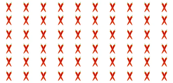 Skrzyżowane strąki czerwonego papryki dojrzałego jasnego zestawu na białym tle — Zdjęcie stockowe