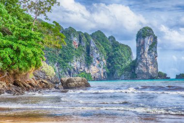 kumlu bir plaj ada tatil ile tropikal plaj okyanus dalga bay