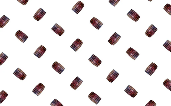 Background Oak Barrels Brown Oblique Mini Icon Winemaking Pattern — Stock Photo, Image
