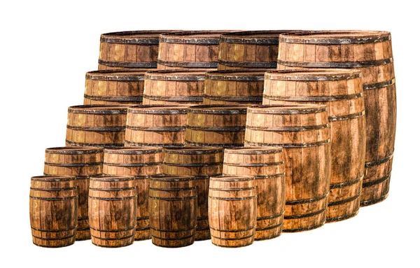 Eichenfassmuster Aufsteigende Reihe Ein Symbol Der Weinbereitung Für Alternden Whisky — Stockfoto