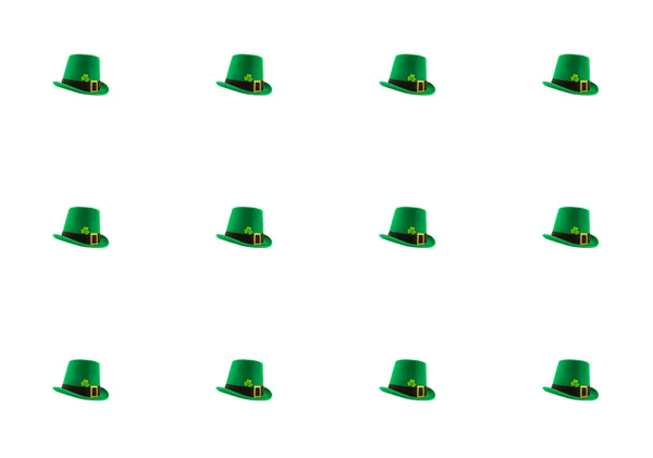 Saint Patrick Dag Patroon Decor Groene Hoed Pictogram Geïsoleerde Achtergrond — Stockfoto