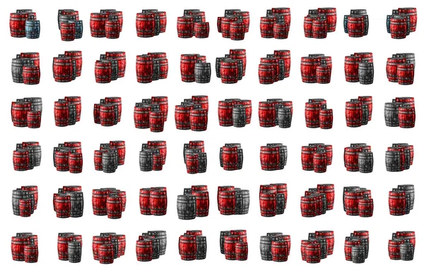 Szürke Vörös Tölgyfahordók Készlete Design Borkészítés Tequila Érleléséhez Hogy Ízt — Stock Fotó
