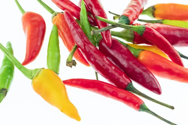 Blandning Färsk Paprika Varm Lång Skida Och Lyktformad Gul — Stockfoto