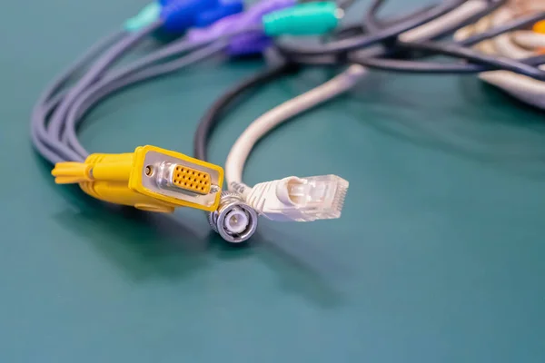 Σετ Συρμάτων Ομοαξονικό Και Hdmi Connector Για Σύνδεση Τηλεόρασης Στο — Φωτογραφία Αρχείου