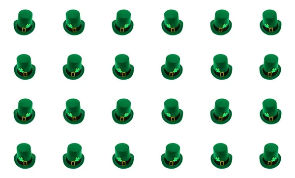 Green Bowler Clover Symbol Good Luck Holiday Patrick Day Isolated — Stock Photo, Image