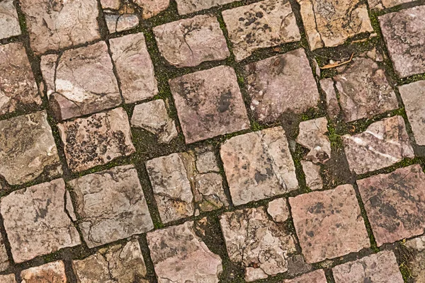 Alte Steinoberfläche Aus Hellbraunen Blöcken Granit Hintergrund — Stockfoto