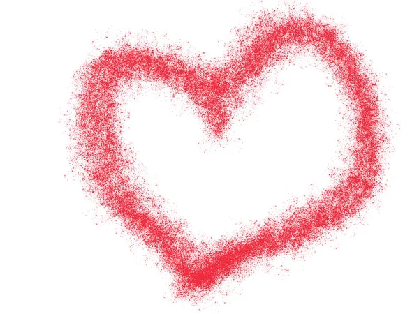 Röd Hjärta Symbol För Kärlek Spray Färg Effekt Vit Isolerad — Stockfoto