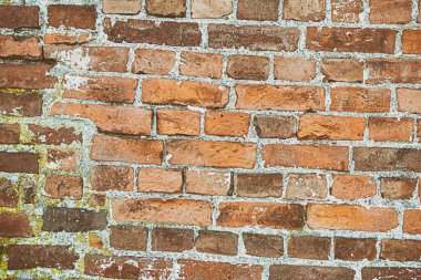 Beton çizgili tuğla duvar eski ve yıpranmış arka plan