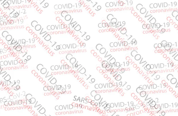 Inscrição Oblíqua Coronavírus Transparente Padrão Vívido Fundo Branco — Fotografia de Stock