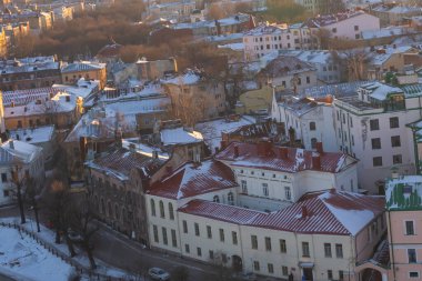 Vyborg Rusya Federasyonu 01 / 05 / 2017. Vyborg şehrinin kışın güneşli manzarası