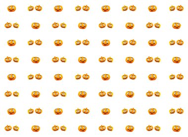 Kalıplı turuncu sonbahar balkabağı donutu kremayla kaplı ve izole edilmiş arka planda uğursuz bir gülümseme ve balkabağı.