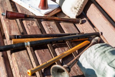 müzik soluk borusu ve klarnet enstrümanları tahta ortaçağ