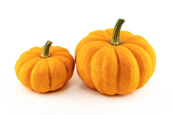 Calabaza Naranja Pequeño Grande Símbolo Vegetal Otoño Sobre Fondo Aislado —  Fotos de Stock