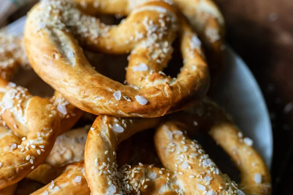 Pretzel Salt Oktoberfest Symbol Close Snack Beer — Stock Photo, Image