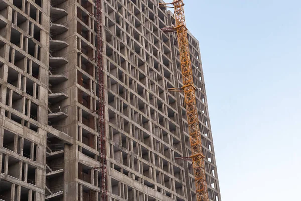 Grijze Cementbasis Bouw Van Een Appartementencomplex — Stockfoto